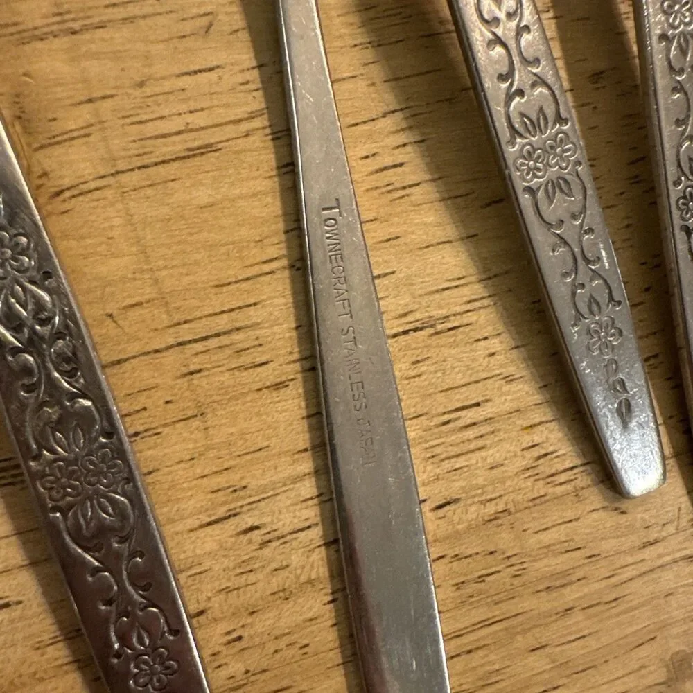 Townecraft Stainless MCM Cutlery Forks Knives Spoons Stainless Mid Century